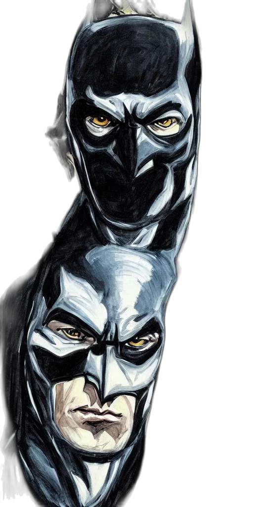 mask, face, comic book art, concept art, cartoon, watercolor, portrait, batman transparent PNG cut-out