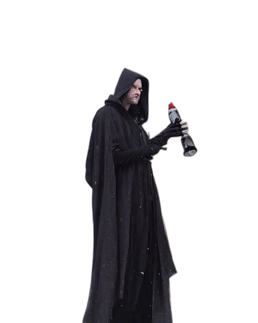 bottle, jacket, staff, weapon transparent PNG cut-out