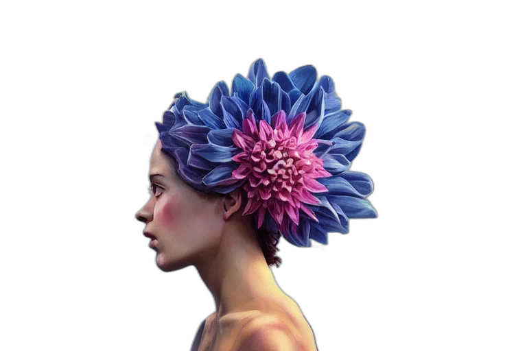 crown, flower, hat, hair, photorealistic, concept art, 3d render, fantasy art transparent PNG cut-out