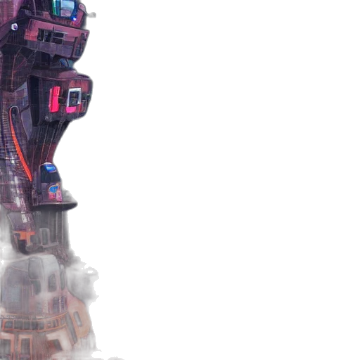 robot, weapon, concept art, 3d render, cyberpunk, pixel art, outer space, city transparent PNG cut-out
