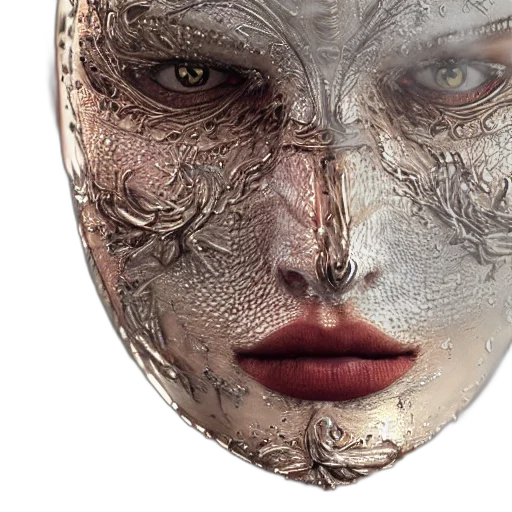 mask, face, jewelry, photorealistic, 3d render, concept art, fantasy art, earth tones transparent PNG cut-out