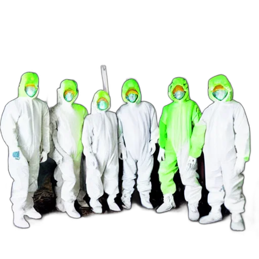 jacket, staff, mask, concept art, wide, shot, photo, group transparent PNG cut-out