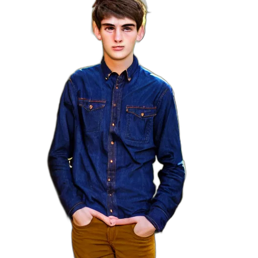 jacket, photorealistic, 3d render, cartoon, earth tones, blue, dark, portrait transparent PNG cut-out