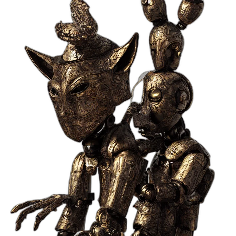 mask, robot, jewelry, crown, concept art, 3d render, fantasy art, outer space transparent PNG cut-out
