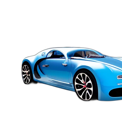 car, 3d render, photorealistic, concept art, cartoon, blue, bugatti, type transparent PNG cut-out