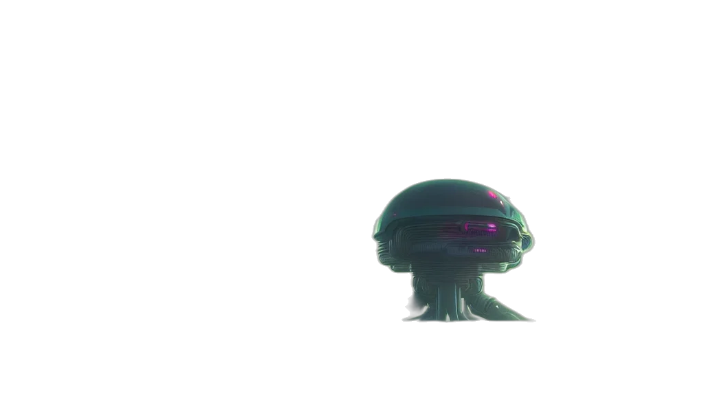 robot, creature, hat, crown, 3d render, vaporwave, concept art, cyberpunk transparent PNG cut-out
