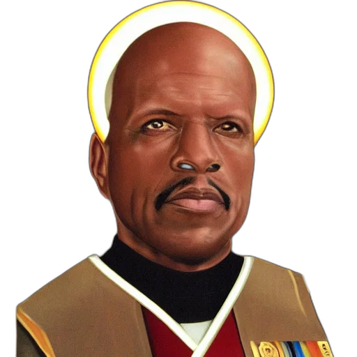 face, photorealistic, commander, sisko, catholic, icon transparent PNG cut-out