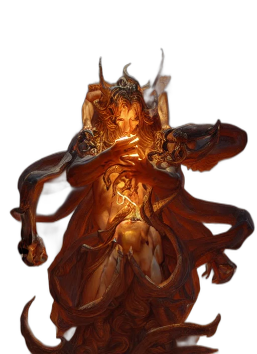 creature, dragon, mask, staff transparent PNG cut-out