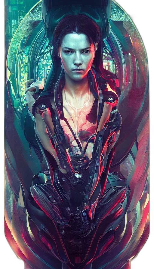 robot, dress, cyberpunk, comic book art transparent PNG cut-out