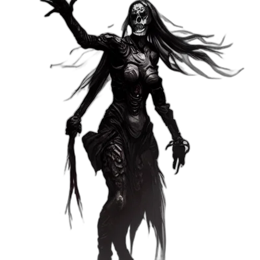 creature, staff, mask, concept art, fantasy art, comic book art, pixel art, dark transparent PNG cut-out