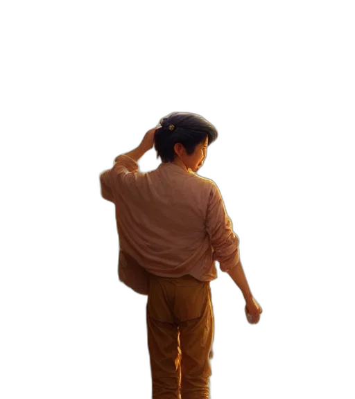 jacket, staff, hair, creature, concept art, photorealistic, 3d render, oil painting transparent PNG cut-out