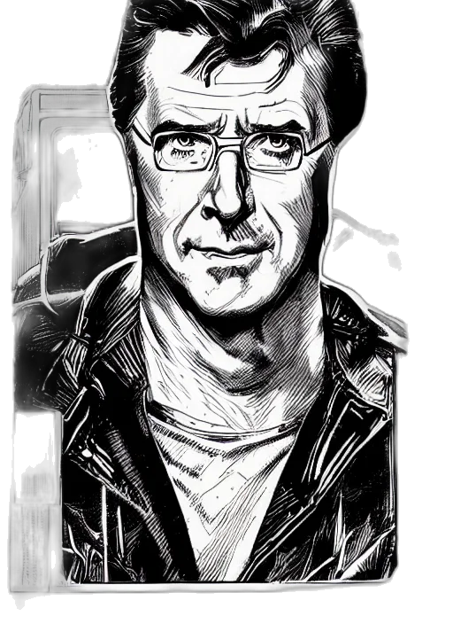 jacket, face, comic book art, cartoon transparent PNG cut-out
