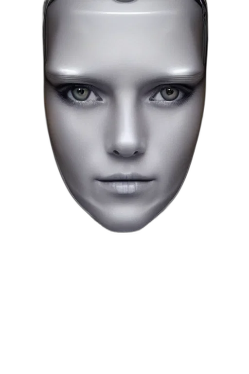 face, mask, robot, jewelry, photorealistic, 3d render, concept art, fantasy art transparent PNG cut-out