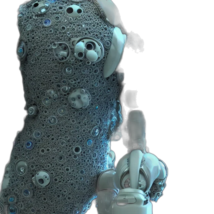 robot, dress, staff, creature transparent PNG cut-out