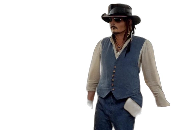 hat, jacket, concept art, 3d render, film, still, johnny, depp transparent PNG cut-out