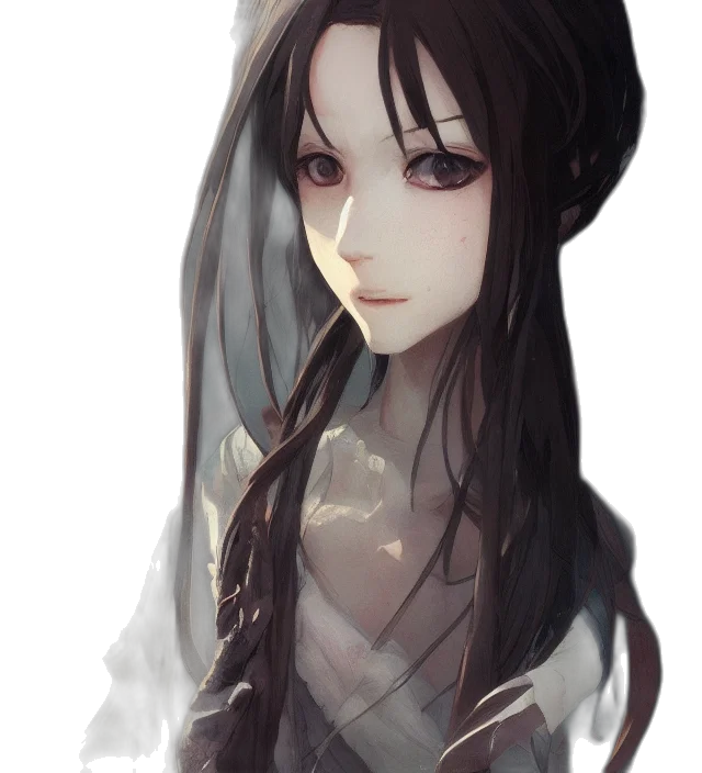 face, mask, dress, staff, fantasy art, anime, concept art, photorealistic transparent PNG cut-out