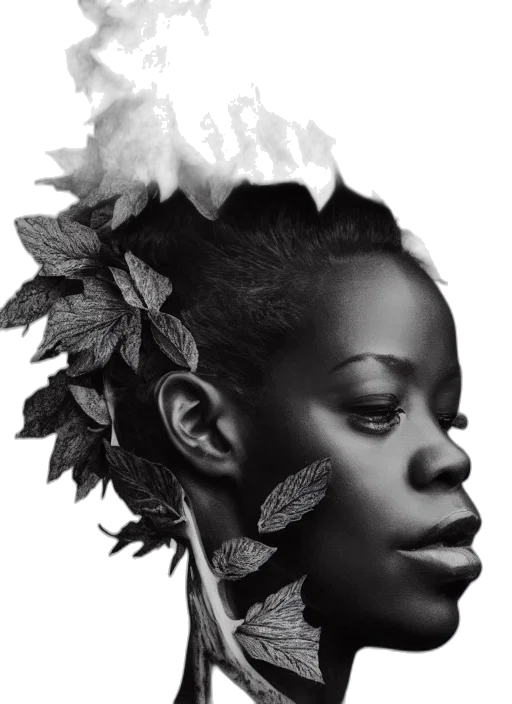 crown, face, flower, photorealistic transparent PNG cut-out