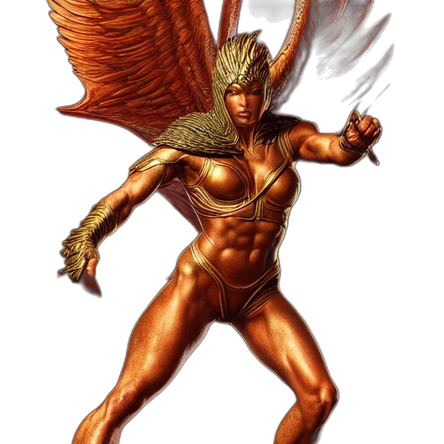 fantasy art, concept art, comic book art, pixel art, golden, phoenix, warrior, artgerm transparent PNG cut-out