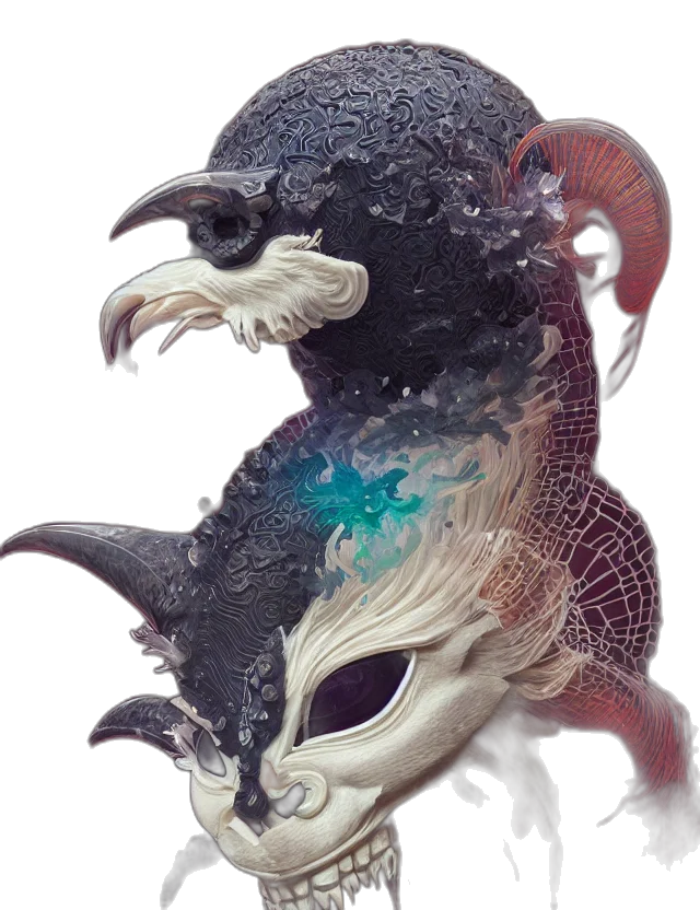 dragon, creature, mask, animal, concept art, fantasy art, 3d render, photorealistic transparent PNG cut-out