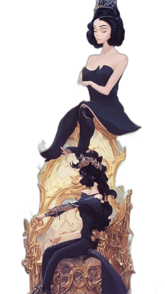 dress, crown, staff, dragon, concept art, anime, fantasy art, pixel art transparent PNG cut-out