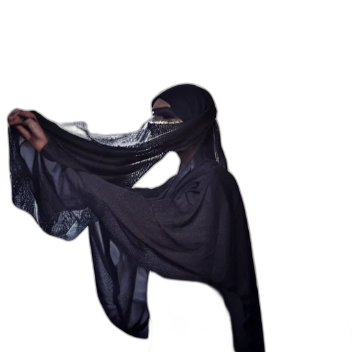 dress, mask, jacket, creature, concept art, photorealistic, 3d render, dark transparent PNG cut-out
