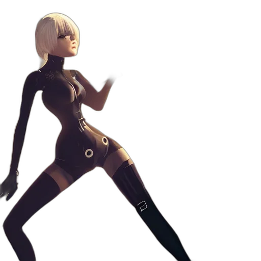 robot, dress, weapon, staff, concept art, 3d render, anime, cyberpunk transparent PNG cut-out