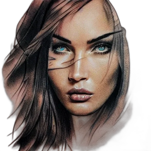 face, hair, jewelry, photorealistic, comic book art, watercolor, fantasy art, earth tones transparent PNG cut-out