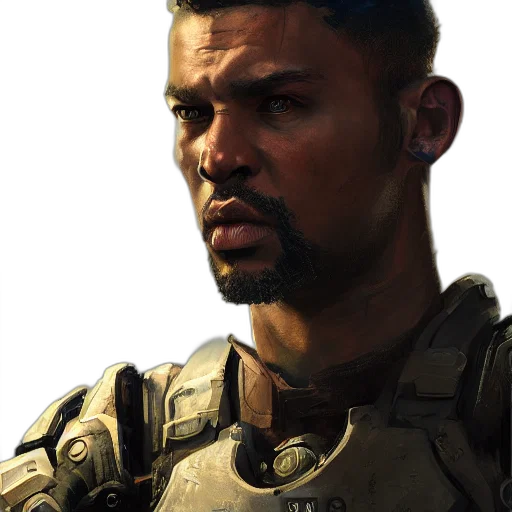 face, weapon, concept art, photorealistic, fantasy art, comic book art, earth tones, golden transparent PNG cut-out