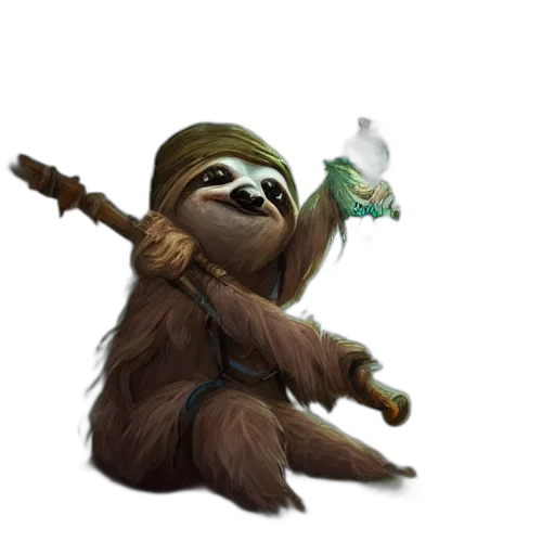 staff, animal, creature, concept art, pixel art, fantasy art, cute, little transparent PNG cut-out