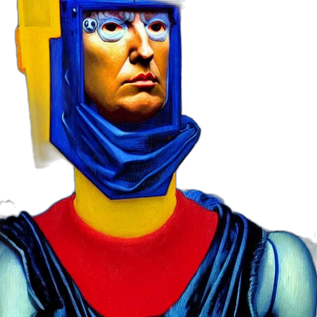 robot, mask, face, crown, concept art, comic book art, 3d render, vaporwave transparent PNG cut-out