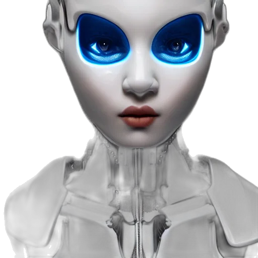 robot, face, mask, creature, 3d render, concept art, cyberpunk, fantasy art transparent PNG cut-out