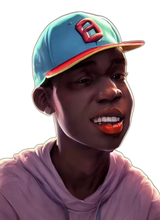 face, hat, photorealistic, concept art, cartoon, comic book art, pastel, colorful transparent PNG cut-out