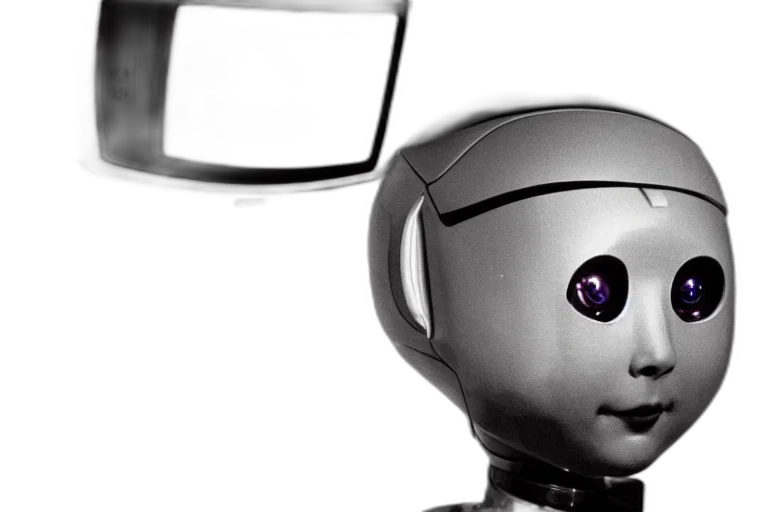 robot, 3d render, humanoid, sticking transparent PNG cut-out
