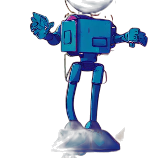 robot, staff, creature, concept art, 3d render, cartoon, pixel art, outer space transparent PNG cut-out