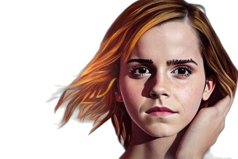 face, hair, photorealistic, concept art, comic book art, fantasy art, emma, watson transparent PNG cut-out