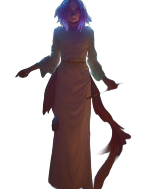 staff, dress, creature, concept art, fantasy art, pixel art, 3d render, dark transparent PNG cut-out