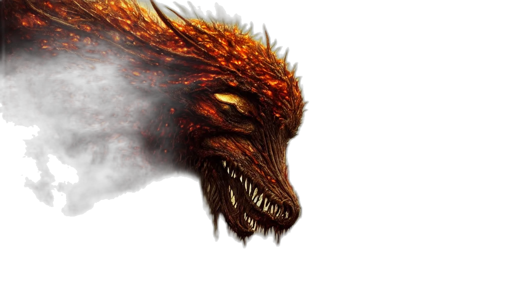 dragon, creature, mask, fantasy art, concept art, photorealistic, 3d render, fire transparent PNG cut-out
