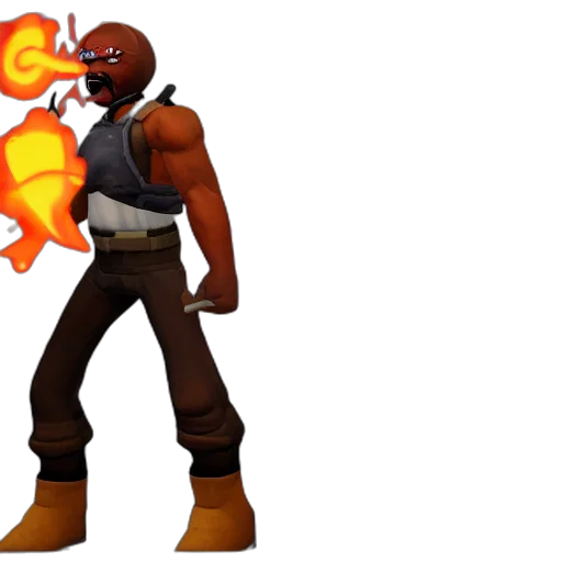 weapon, staff, jacket, mask, concept art, 3d render, pixel art, cartoon transparent PNG cut-out