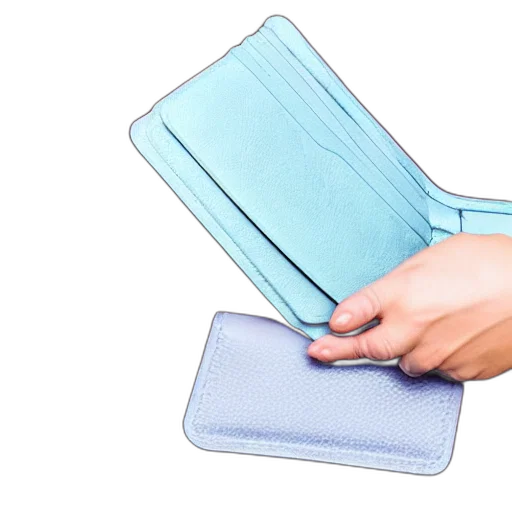 pastel, blue, wallet, laying transparent PNG cut-out