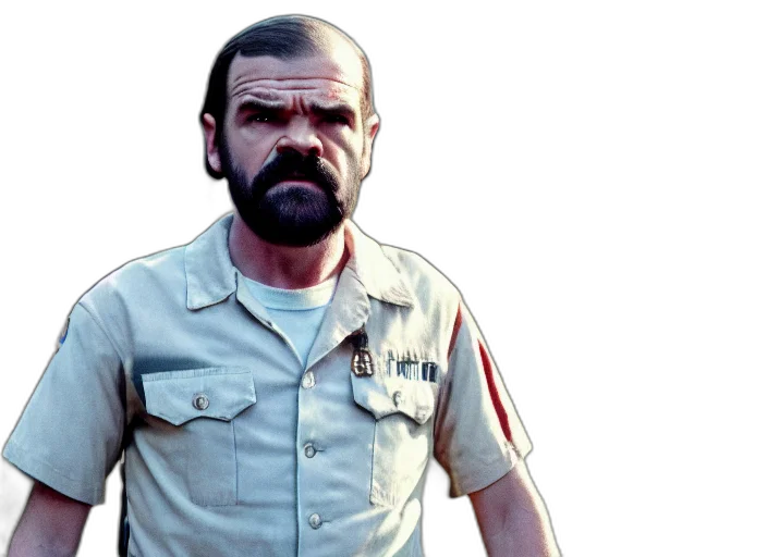 concept art, photorealistic, comic book art, 3d render, film, still, jim, hopper transparent PNG cut-out