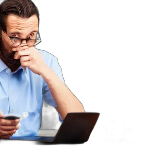 staff, worried, man, looking transparent PNG cut-out