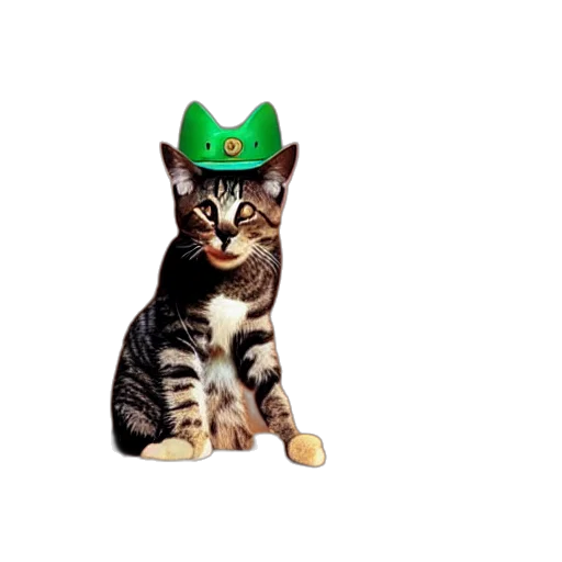 hat, animal, staff, crown, green, photo, cat, sombrero transparent PNG cut-out