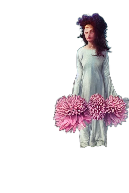 dress, flower, concept art, 3d render, vaporwave, photorealistic, underwater, pastel transparent PNG cut-out