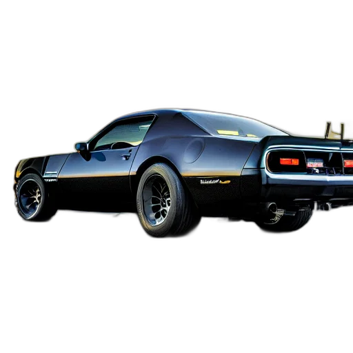 car, weapon, photorealistic, 3d render, concept art, black, pontiac, firebird transparent PNG cut-out