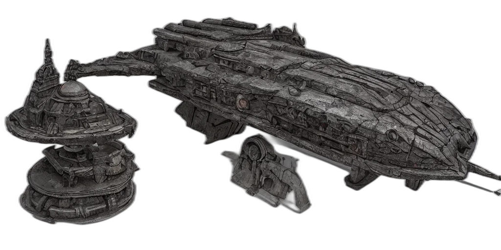 weapon, 3d render, concept art, outer space, ancient, slavic, spaceship transparent PNG cut-out