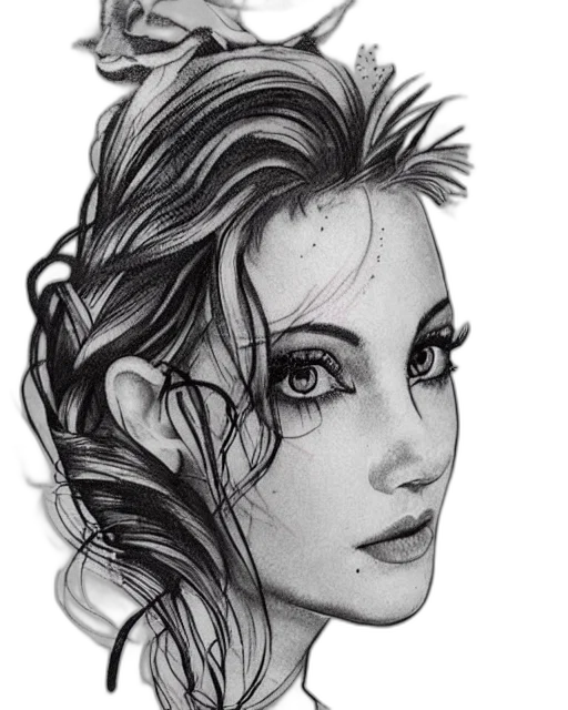 face, crown, hair, pencil sketch transparent PNG cut-out