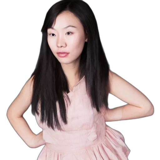dress, hair, face, staff transparent PNG cut-out