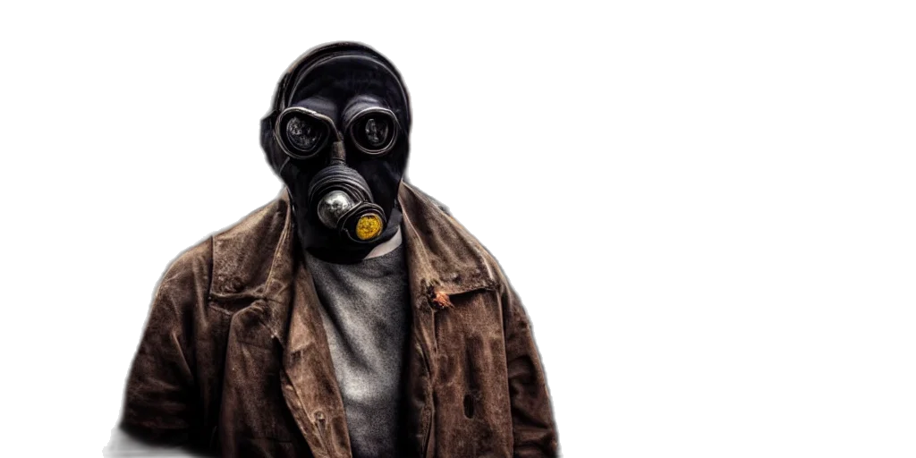 mask, jacket, post, apocalyptic transparent PNG cut-out
