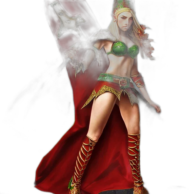 staff, sword, fantasy art, concept art, comic book art, 3d render, warrior, elf transparent PNG cut-out