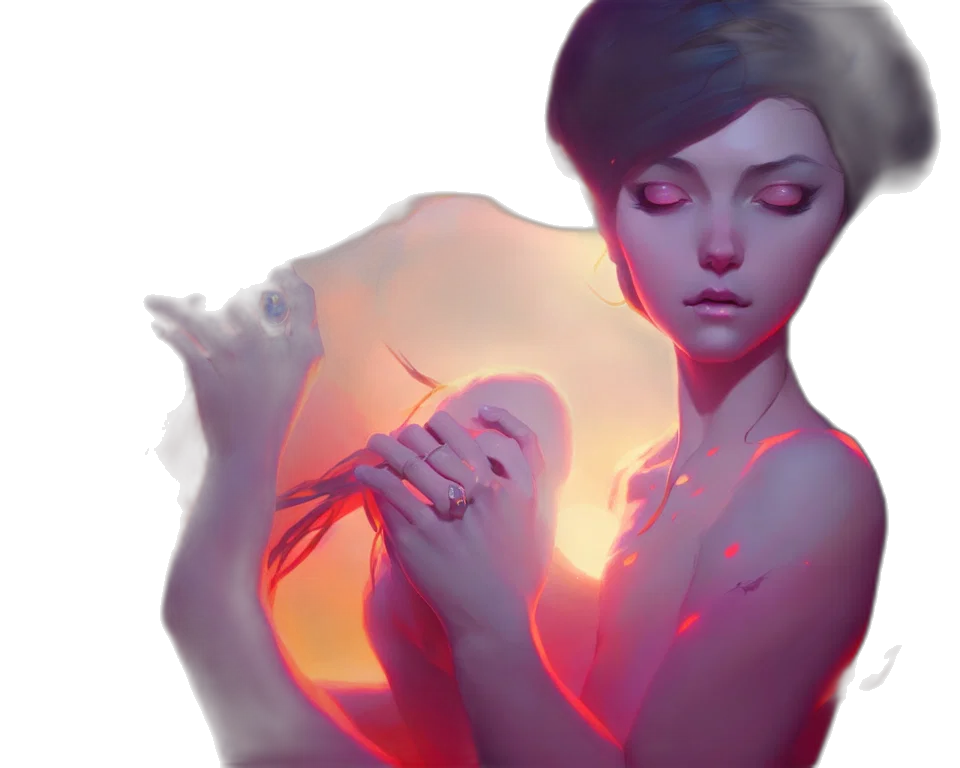 creature, concept art, fantasy art, cyberpunk, photorealistic, neon lights, fire, underwater transparent PNG cut-out